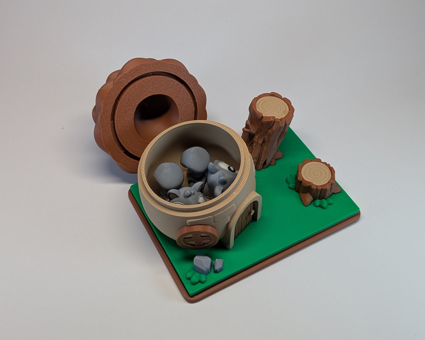 Acorn Home Tiny Habitat Top View Acorn Open showing 2 squirrels inside