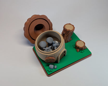 Acorn Home Tiny Habitat Top View Acorn Open showing 2 squirrels inside