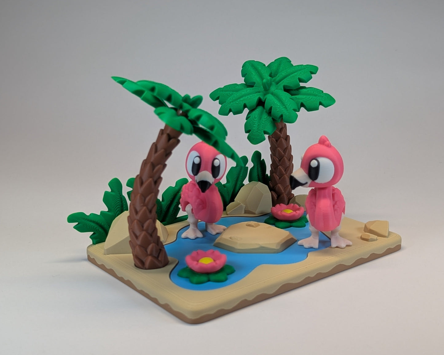 Flamingo Lagoon Tiny Habitat With 2 flamingos front side view
