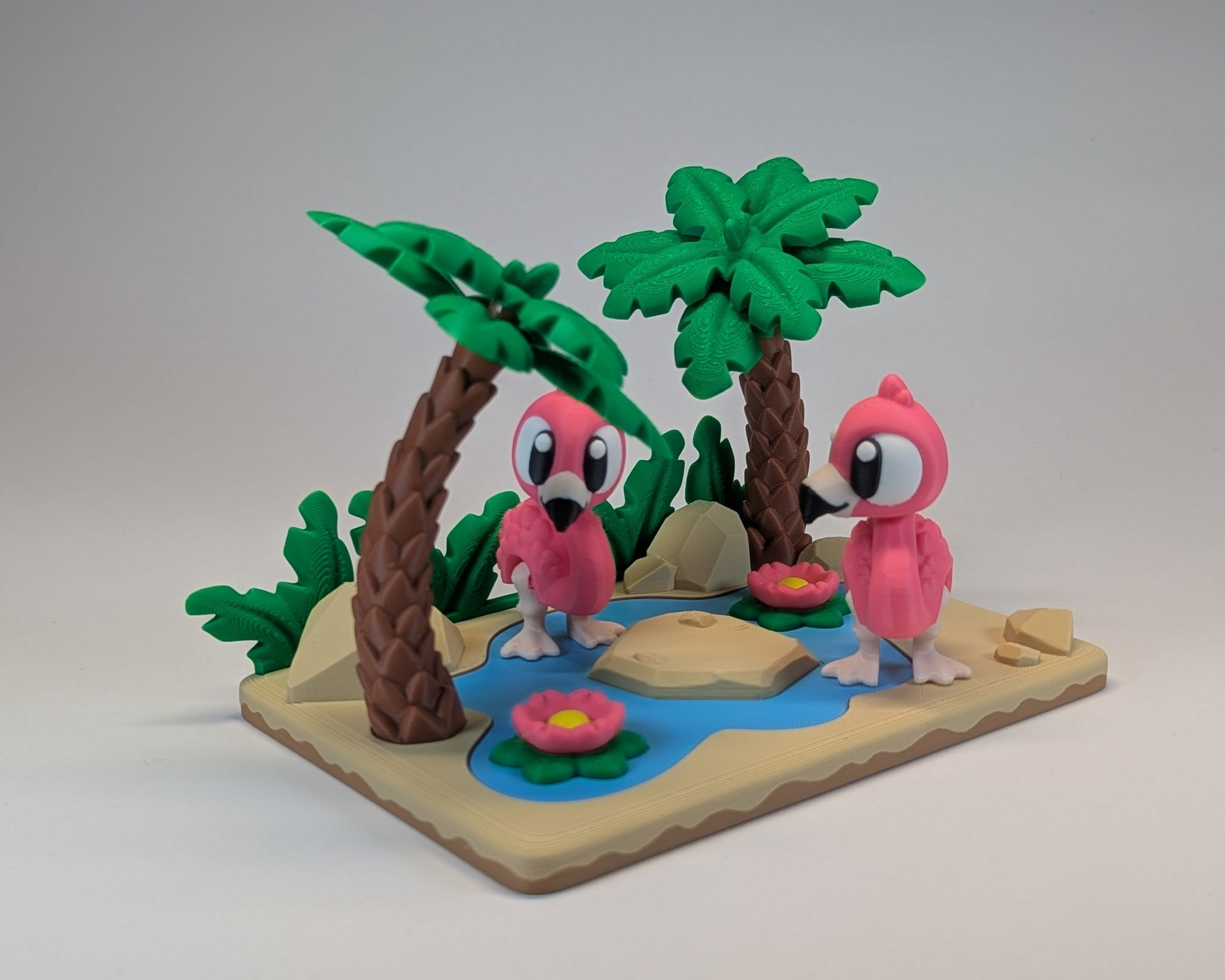 Flamingo Lagoon Tiny Habitat With 2 flamingos front side view
