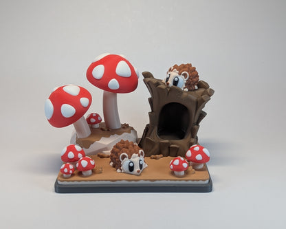 Mushroom Forest Tiny Habitat play set with 2 hedgehogs