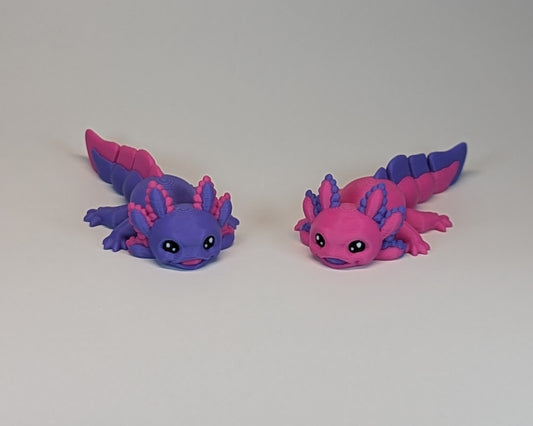 Pair of Axolotls in Purple and Magenta