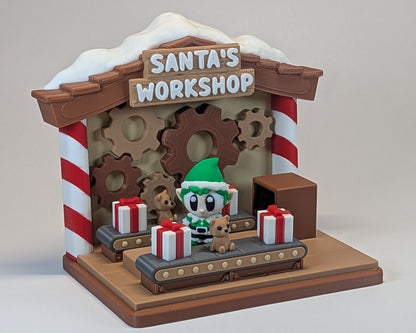 Santa's Workshop with Elf Angle View