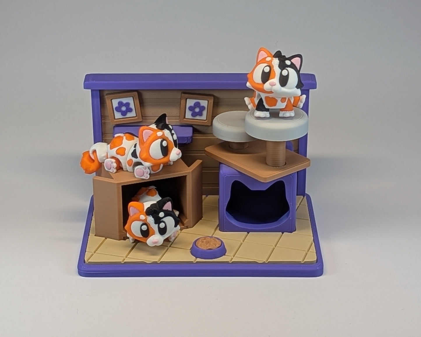 Tiny Habitat Cats Playset with posing cats all over